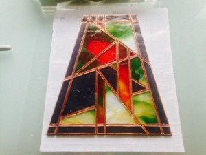 One of five glass pieces for lamp project